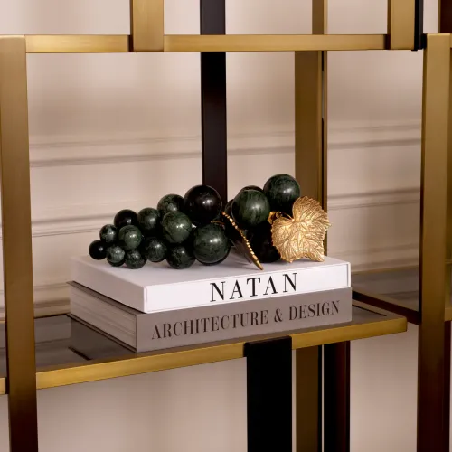 Elegant Vintage Grapes Marble Object – Brass Leaf Decor Accent by Luxury Group International
