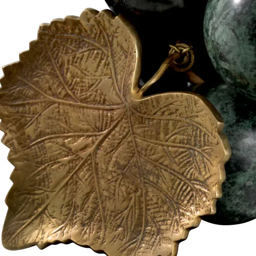 Elegant Vintage Grapes Marble Object – Brass Leaf Decor Accent by Luxury Group International