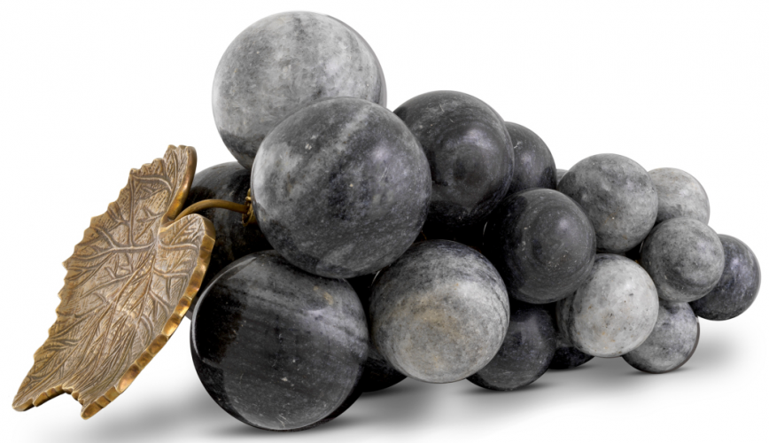 Elegant Vintage Grapes Marble Object – Brass Leaf Decor Accent by Luxury Group International