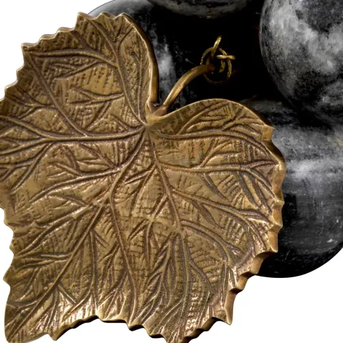 Elegant Vintage Grapes Marble Object – Brass Leaf Decor Accent by Luxury Group International