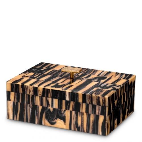 Caprioni Dekorative Box S - Schwarz &amp; Braun Harz Inlay von Luxury Group International