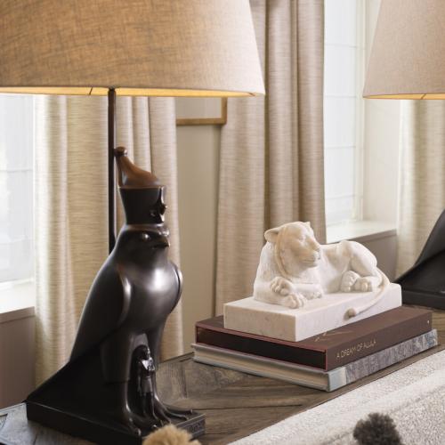 Regalis Marble Lion Sculpture – Handcarved White Marble by Luxury Group International