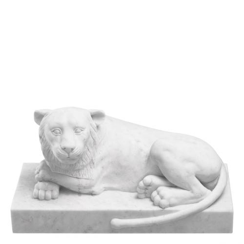 Regalis Marble Lion Sculpture – Handcarved White Marble by Luxury Group International