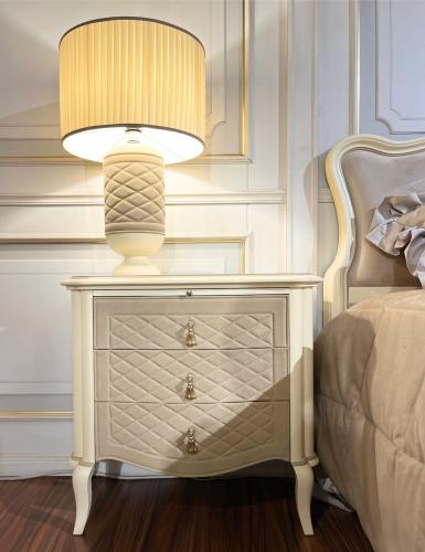 Ivory Elegance Quilted Nubuck Night Table – Refined European Luxury