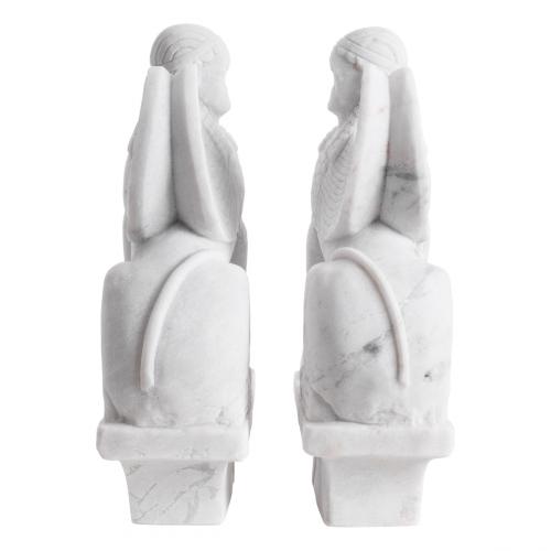 Aegyra Marble Sphinx Set – Handcarved White Marble Pair by Luxury Group International