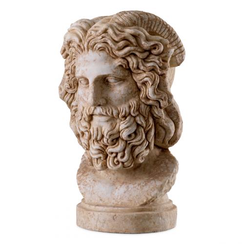 Zephyros Marble Bust of Zeus Ammon – Handcarved Statue