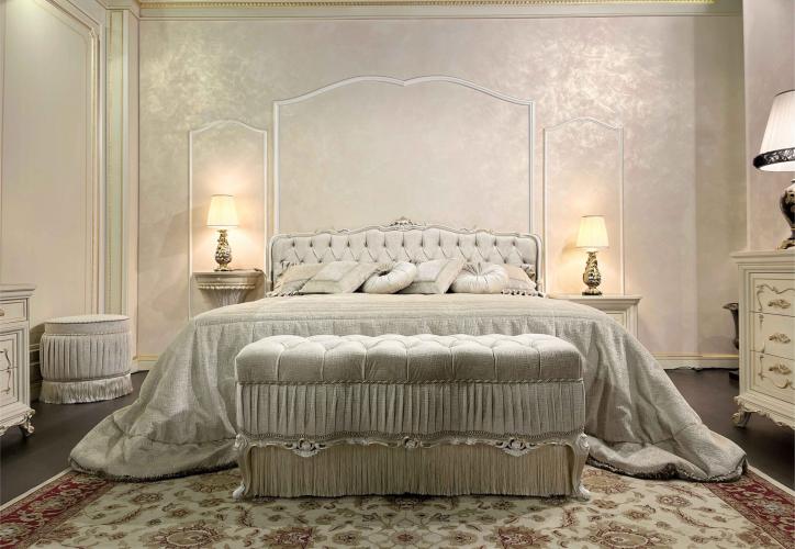 Imperial Ivory Velvet King Bed – Luxury Handcrafted Bed with Gold Accents