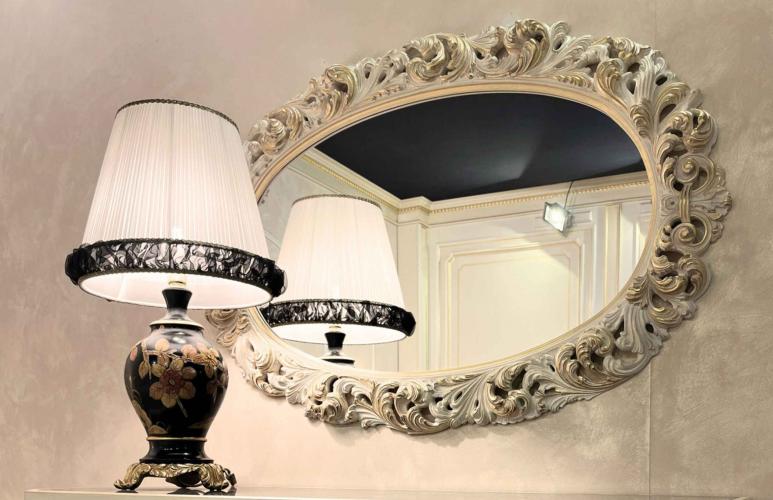 Imperial Ivory Carved Mirror – Luxury Wall Mirror with Gold Detailing