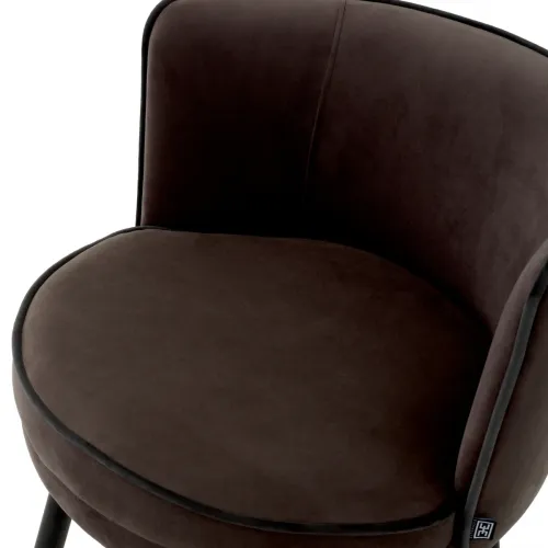 Grenada Counter Stool – Luxury Greige Velvet Swivel Stool with Brass & Black Base by Luxury Group International