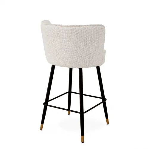 Grenada Counter Stool – Luxury Greige Velvet Swivel Stool with Brass & Black Base by Luxury Group International