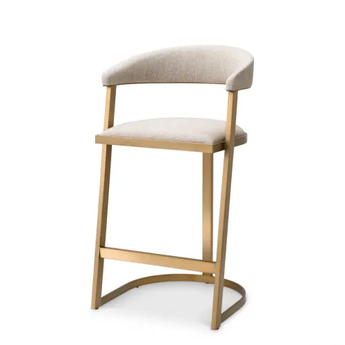 Royal Counter Stool – Luxury Brass Counter Chair in Loki Natural Fabric