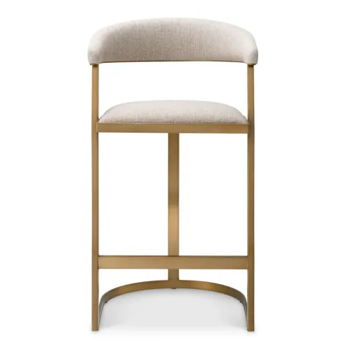 Royal Counter Stool – Luxury Brass Counter Chair in Loki Natural Fabric by Luxury Group International