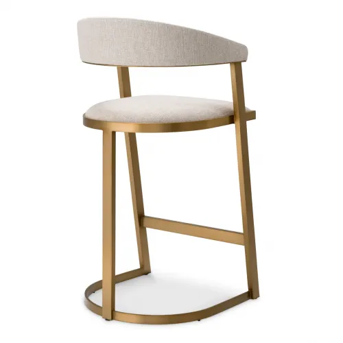 Royal Counter Stool – Luxury Brass Counter Chair in Loki Natural Fabric by Luxury Group International