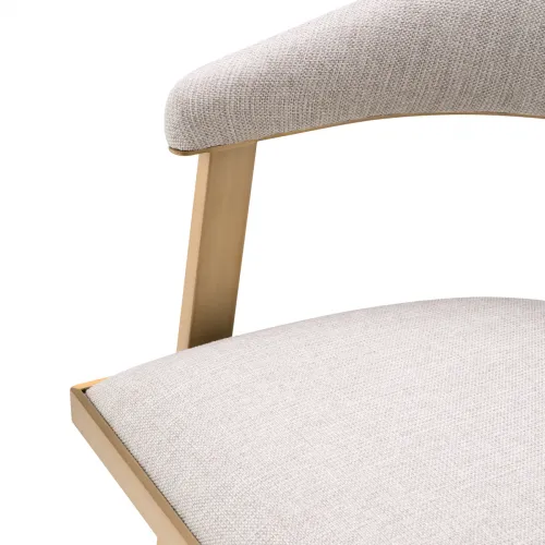 Royal Counter Stool – Luxury Brass Counter Chair in Loki Natural Fabric by Luxury Group International