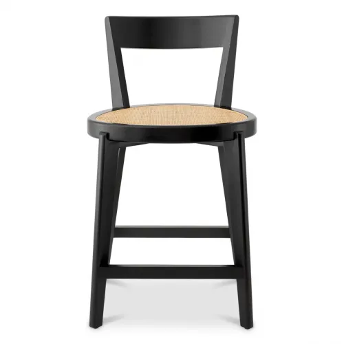 Premium Counter Stool – Luxury Black Counter Chair with Rattan Cane Detailing by Luxury Group International