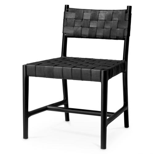 Valentino Woven Leather Dining Chair – Black Elegance by Luxury Group International