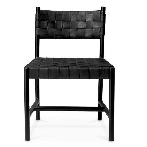 Valentino Woven Leather Dining Chair – Black Elegance by Luxury Group International