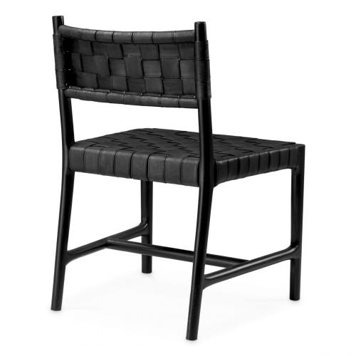 Valentino Woven Leather Dining Chair – Black Elegance by Luxury Group International