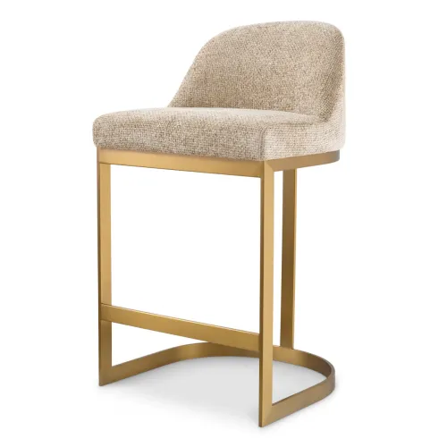 Royal Counter Stool – Lyssa Sand Upholstery with Brushed Brass Finish by Luxury Group International