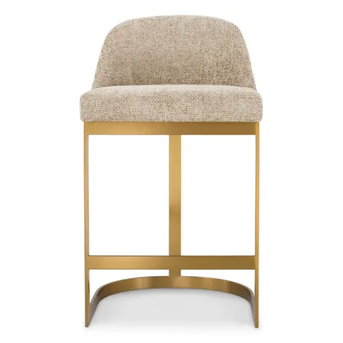 Royal Counter Stool – Lyssa Sand Upholstery with Brushed Brass Finish by Luxury Group International
