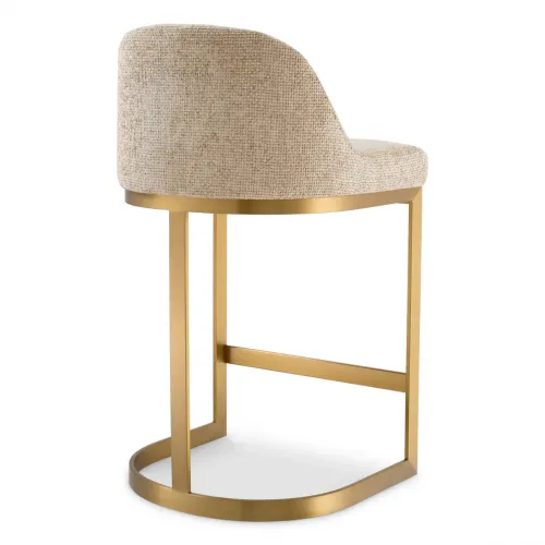 Royal Counter Stool – Lyssa Sand Upholstery with Brushed Brass Finish by Luxury Group International