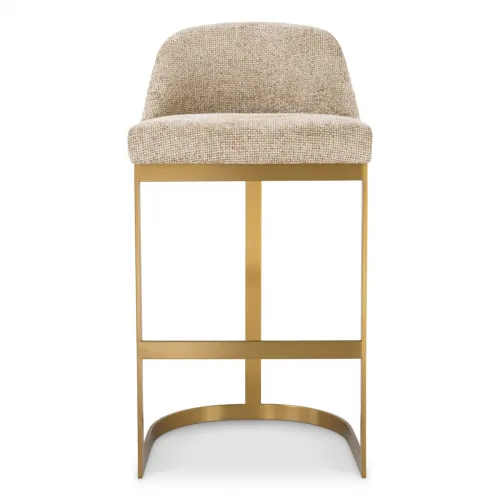 Royal Bar Stool – Lyssa Sand Upholstery with Brushed Brass Finish by Luxury Group International