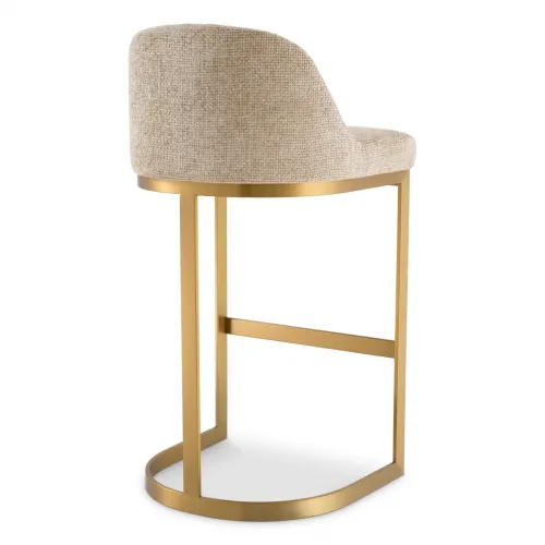 Royal Bar Stool – Lyssa Sand Upholstery with Brushed Brass Finish by Luxury Group International