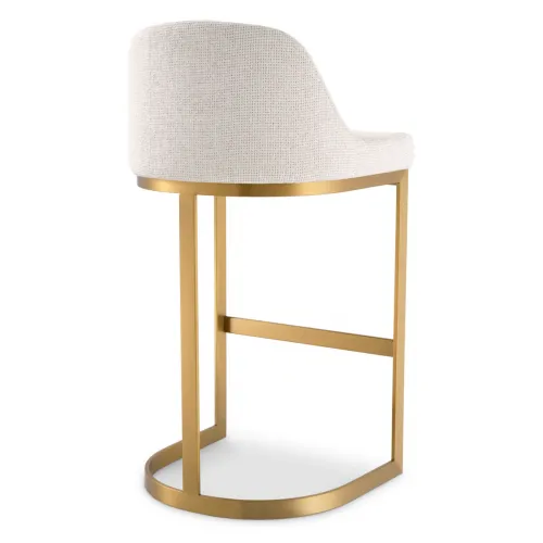 Royal Bar Stool – Lyssa Sand Upholstery with Brushed Brass Finish by Luxury Group International