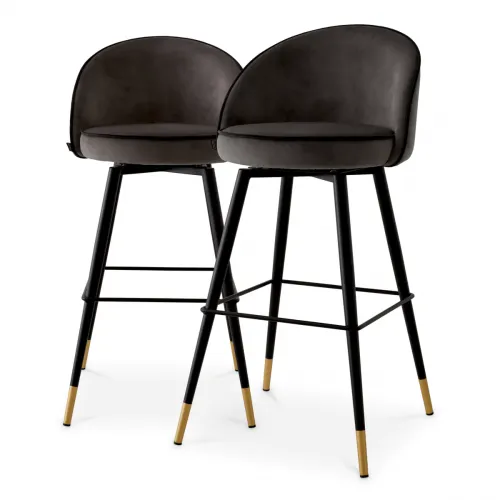 Luxury Velvet Swivel Bar Stools Set of 2 – Modern Counter Chairs by Luxury Group International