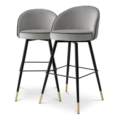 Luxury Velvet Swivel Bar Stools Set of 2 – Modern Counter Chairs by Luxury Group International