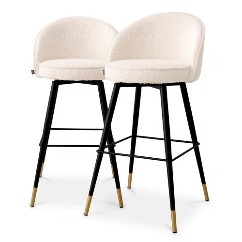 Luxury Velvet Swivel Bar Stools Set of 2 – Modern Counter Chairs by Luxury Group International