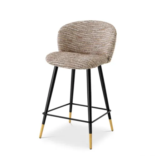 Modern Counter Stools – Mademoiselle Beige with Black and Gold Legs by Luxury Group International