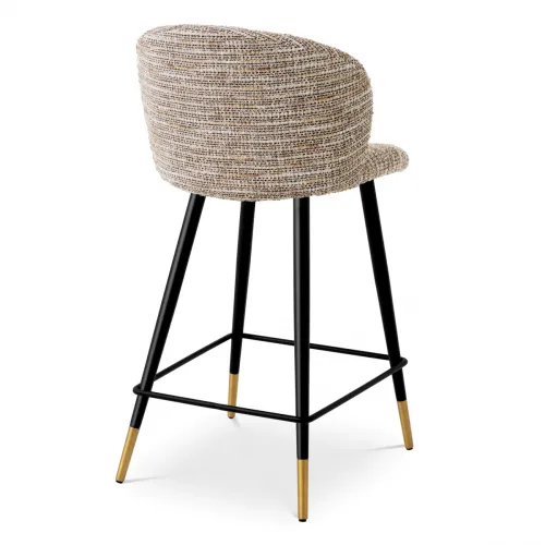Modern Counter Stools – Mademoiselle Beige with Black and Gold Legs by Luxury Group International