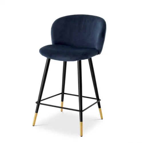 Modern Counter Stools – Mademoiselle Beige with Black and Gold Legs by Luxury Group International