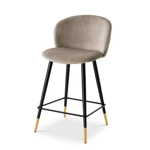 Modern Counter Stools – Mademoiselle Beige with Black and Gold Legs by Luxury Group International