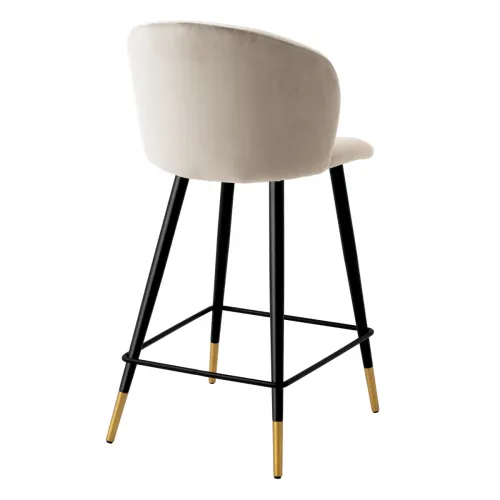 Modern Counter Stools – Mademoiselle Beige with Black and Gold Legs by Luxury Group International