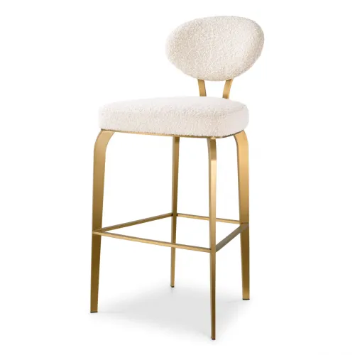 Premium Bar Stool – Velvet Touch with Brass Base