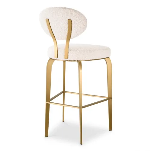 Premium Bar Stool – Velvet Touch with Brass Base by Luxury Group International