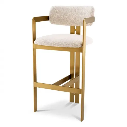 Royal & Exclusive Premium Bar Stool – Curved Back with Brass Detailing