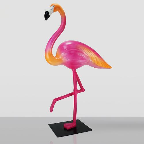 Large 3D Flamingo Sculpture in Pink Mango Finish
