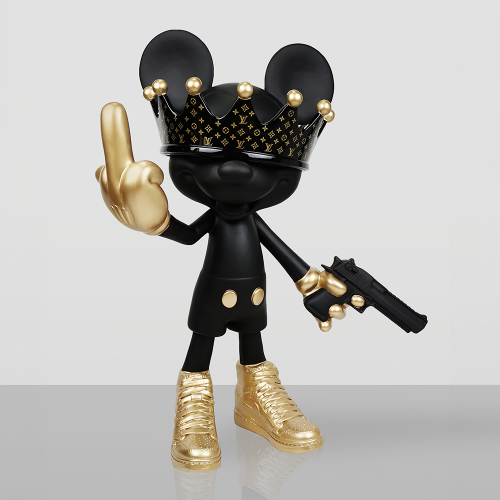 Bad Boy Mouse Decorative Sculpture in Black & Gold