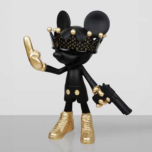 Bad Boy Mouse Decorative Sculpture in Black & Gold by Luxury Group International