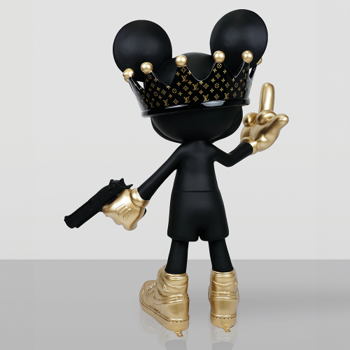Bad Boy Mouse Decorative Sculpture in Black & Gold by Luxury Group International