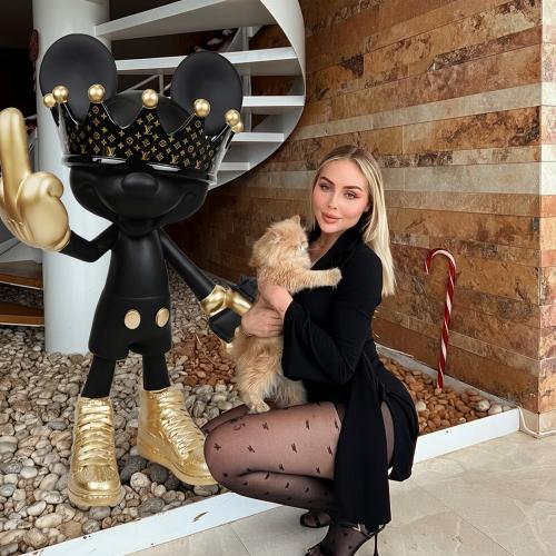 Bad Boy Mouse Decorative Sculpture in Black & Gold by Luxury Group International