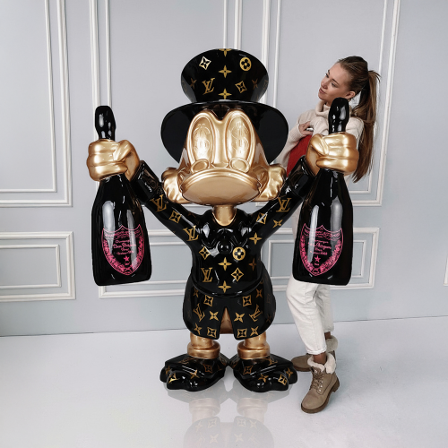 Large Scrooge McDuck Sculpture – Black & Gold Design