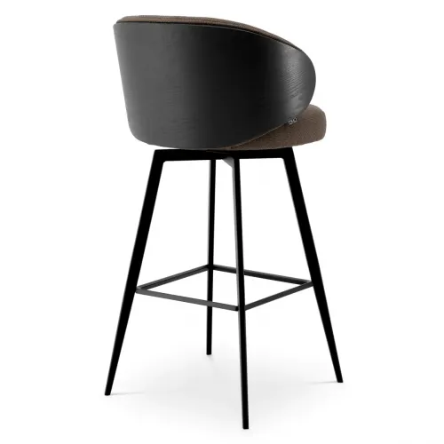 Bar Stool – Sabino Beige Fabric with Walnut Back & Black Legs by Luxury Group International