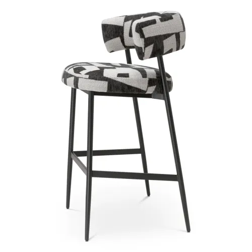 Modern Black Bar Stool – Brooklyn Black Fabric with Black Metal Legs by Luxury Group International