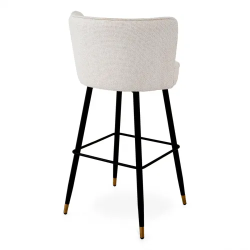 Luxury Grenada Bar Stool – Off-White Upholstery with Black & Brass Swivel Legs by Luxury Group International