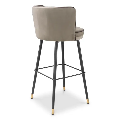 Luxury Grenada Bar Stool – Off-White Upholstery with Black & Brass Swivel Legs by Luxury Group International