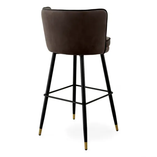 Luxury Grenada Bar Stool – Off-White Upholstery with Black & Brass Swivel Legs by Luxury Group International